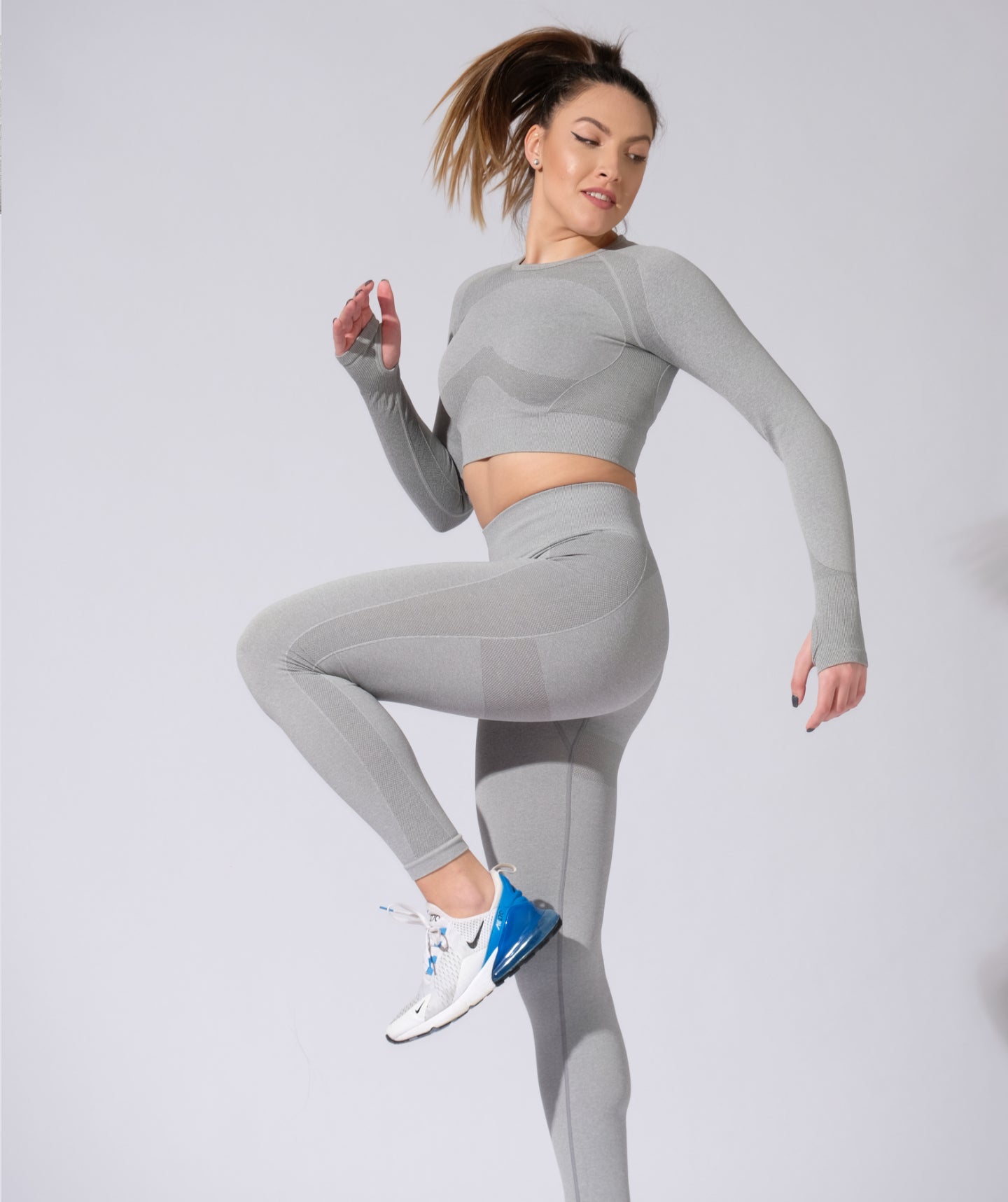 Flex Fitness Set with Hollow Out Back and Mid Waist Leggings in Pearl –