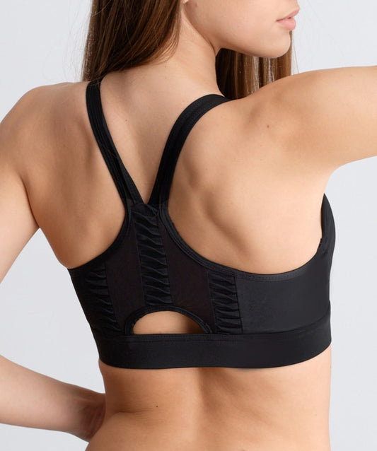 MLK Black Sports Bra Top with Leather detailing on side – Clear Cut  Marketing