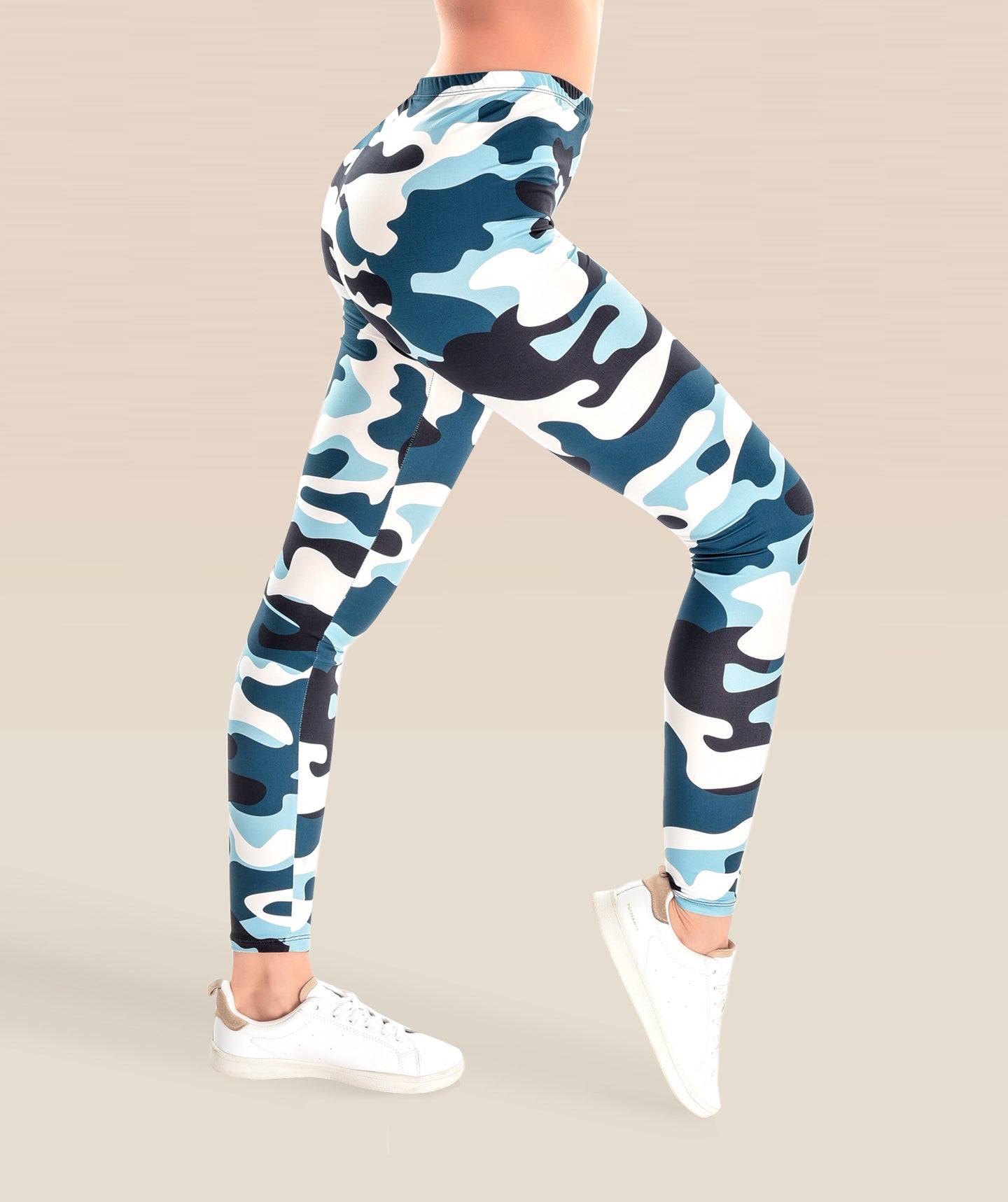Navy Camouflage Leggings Camo Blue Print – in
