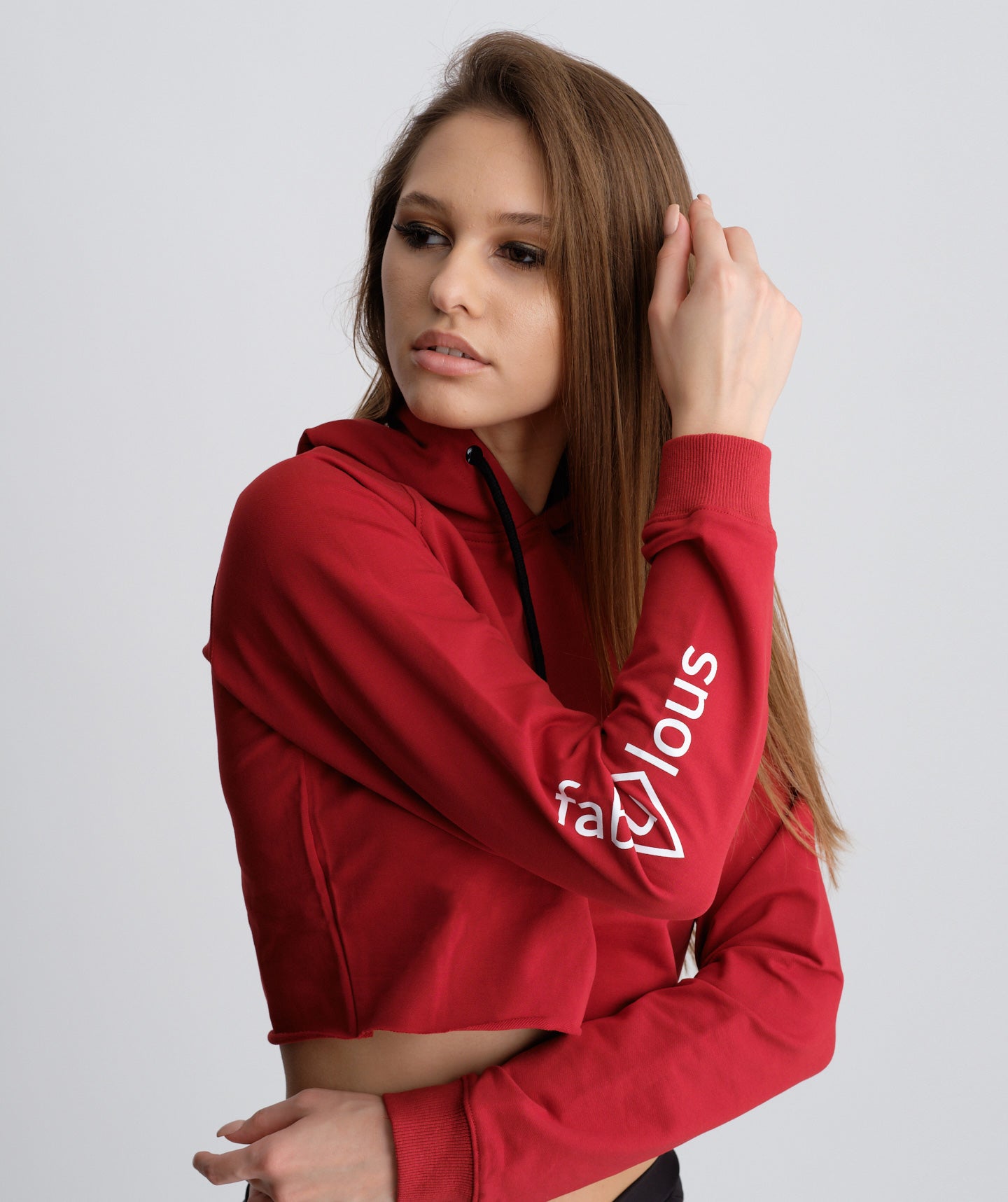 Red crop top online hoodie